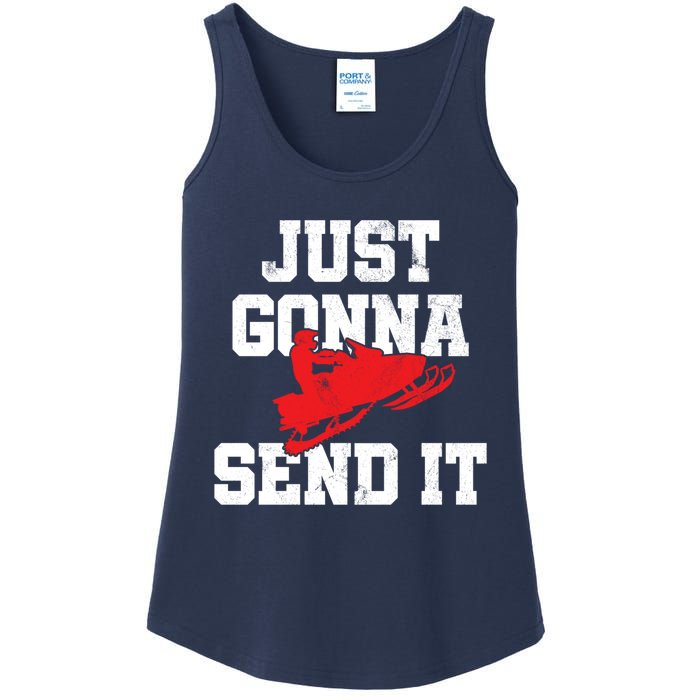 Snowmobile Just Gonna Send It Funny Freestyle Motor Sled Ladies Essential Tank