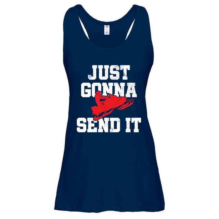 Snowmobile Just Gonna Send It Funny Freestyle Motor Sled Ladies Essential Flowy Tank