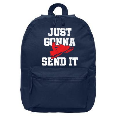 Snowmobile Just Gonna Send It Funny Freestyle Motor Sled 16 in Basic Backpack