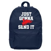 Snowmobile Just Gonna Send It Funny Freestyle Motor Sled 16 in Basic Backpack