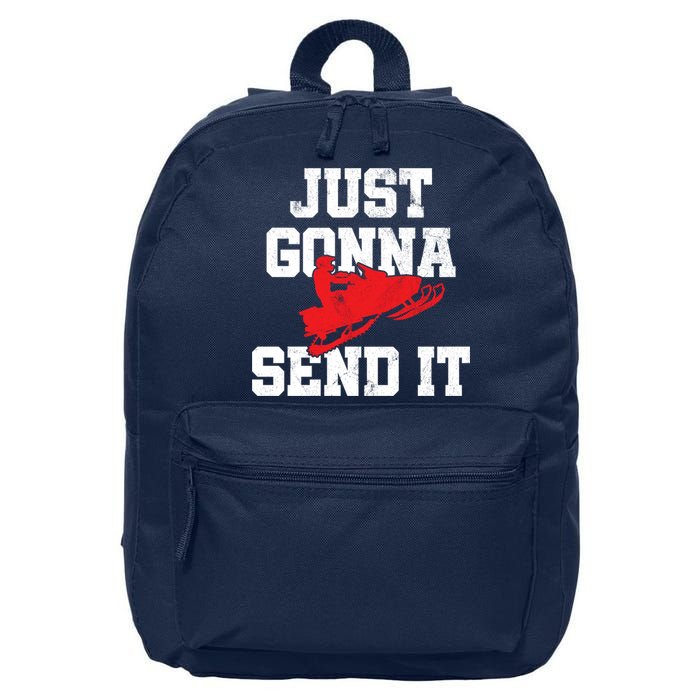 Snowmobile Just Gonna Send It Funny Freestyle Motor Sled 16 in Basic Backpack