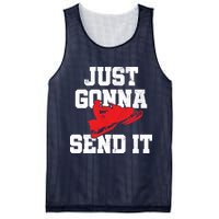 Snowmobile Just Gonna Send It Funny Freestyle Motor Sled Mesh Reversible Basketball Jersey Tank