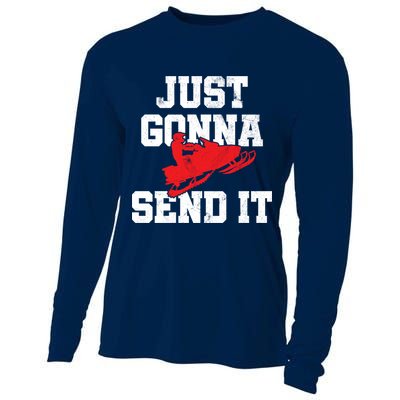 Snowmobile Just Gonna Send It Funny Freestyle Motor Sled Cooling Performance Long Sleeve Crew