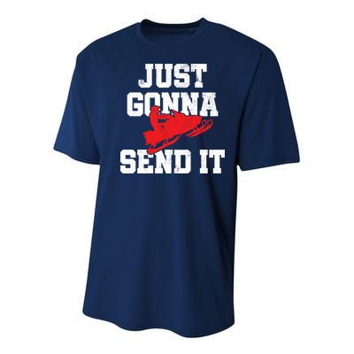 Snowmobile Just Gonna Send It Funny Freestyle Motor Sled Youth Performance Sprint T-Shirt