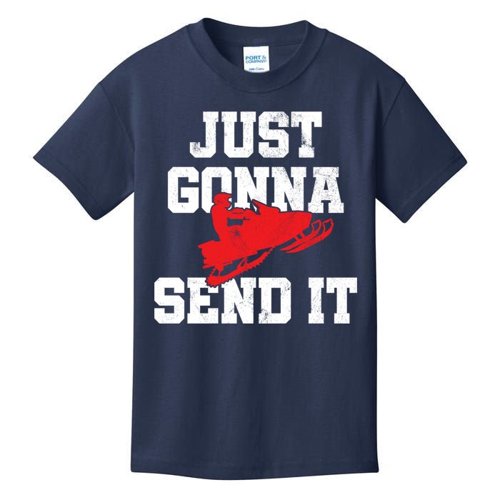 Snowmobile Just Gonna Send It Funny Freestyle Motor Sled Kids T-Shirt