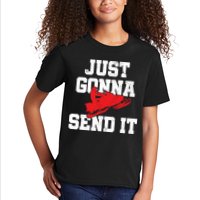 Snowmobile Just Gonna Send It Funny Freestyle Motor Sled Kids T-Shirt