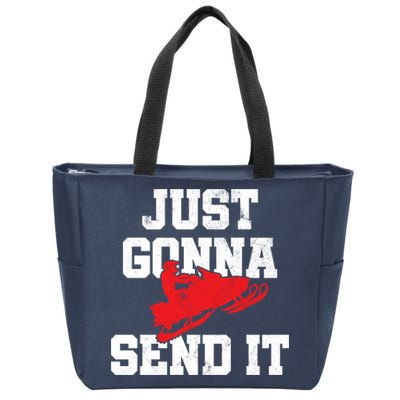 Snowmobile Just Gonna Send It Funny Freestyle Motor Sled Zip Tote Bag