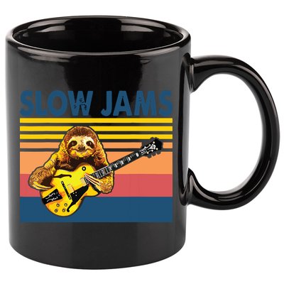 Slow Jams GUITAR Funny Sloth Play Guitar 11oz C Handle Ceramic Mug