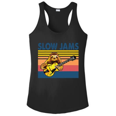 Slow Jams GUITAR Funny Sloth Play Guitar Ladies PosiCharge Competitor Racerback Tank