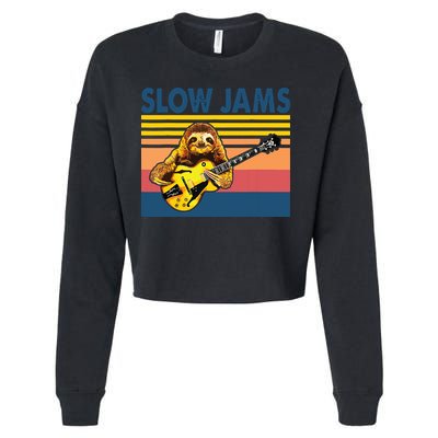 Slow Jams GUITAR Funny Sloth Play Guitar Cropped Pullover Crew