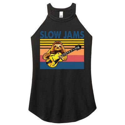 Slow Jams GUITAR Funny Sloth Play Guitar Women's Perfect Tri Rocker Tank
