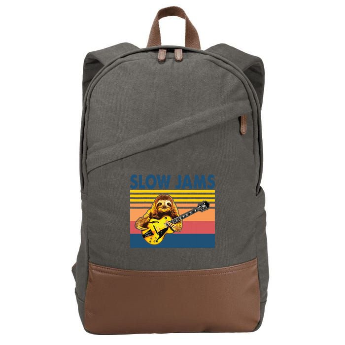 Slow Jams GUITAR Funny Sloth Play Guitar Cotton Canvas Backpack