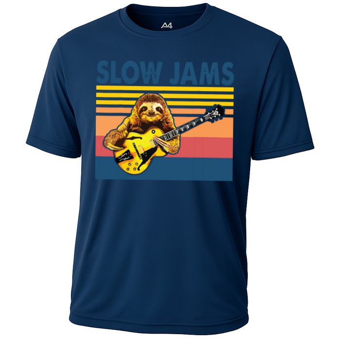 Slow Jams GUITAR Funny Sloth Play Guitar Cooling Performance Crew T-Shirt