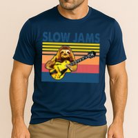 Slow Jams GUITAR Funny Sloth Play Guitar Cooling Performance Crew T-Shirt