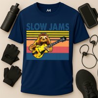 Slow Jams GUITAR Funny Sloth Play Guitar Cooling Performance Crew T-Shirt