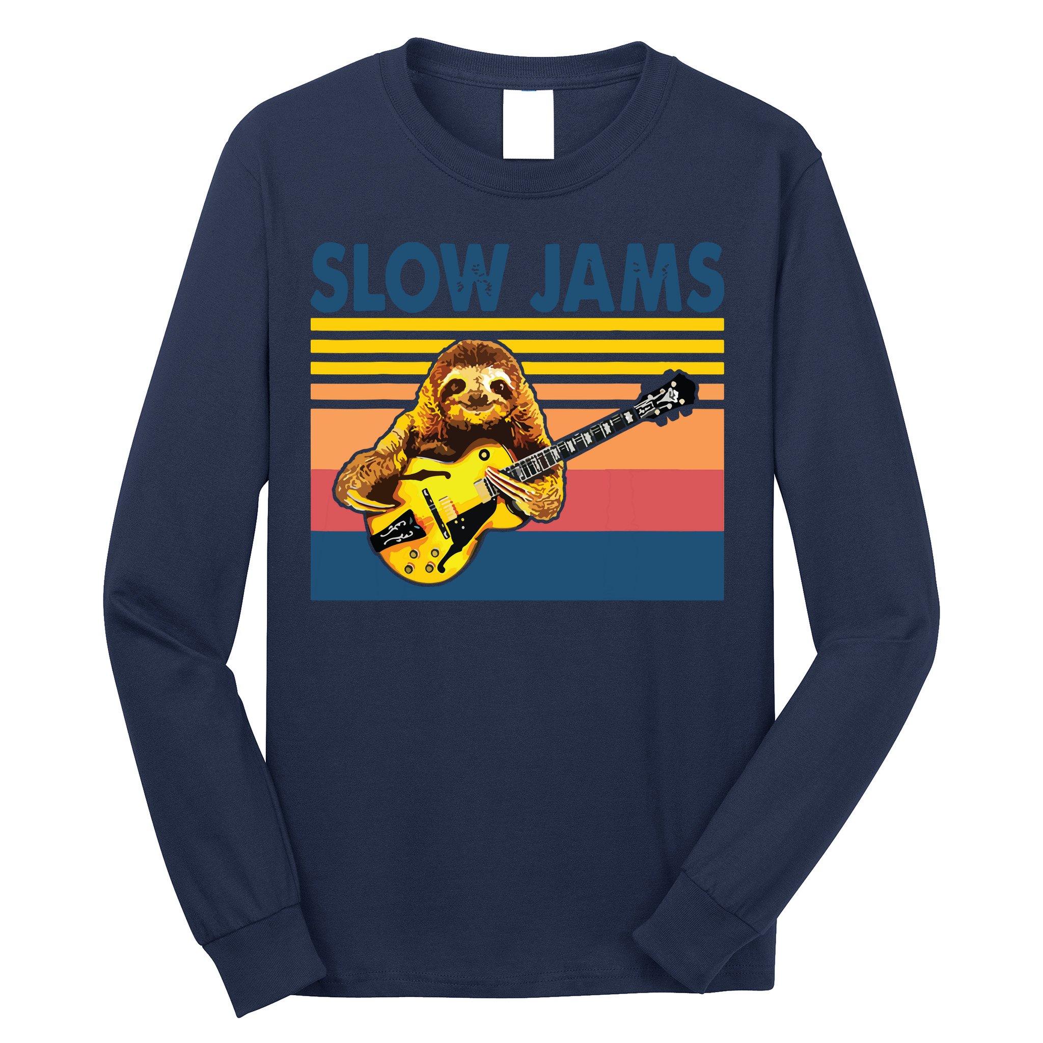 Slow Jams GUITAR Funny Sloth Play Guitar Long Sleeve Shirt