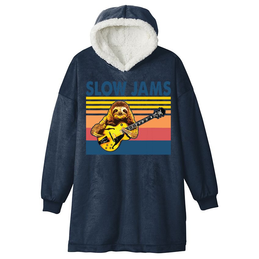 Slow Jams GUITAR Funny Sloth Play Guitar Hooded Wearable Blanket