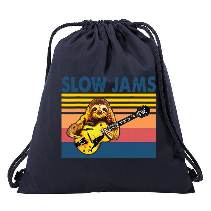 Slow Jams GUITAR Funny Sloth Play Guitar Drawstring Bag