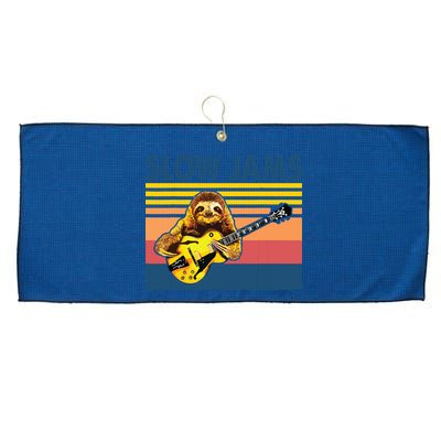 Slow Jams GUITAR Funny Sloth Play Guitar Large Microfiber Waffle Golf Towel