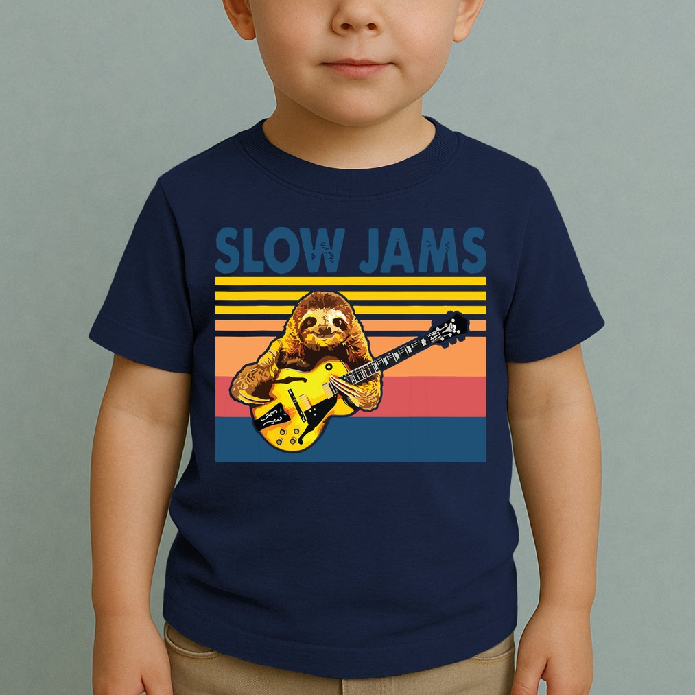 Slow Jams GUITAR Funny Sloth Play Guitar Toddler T-Shirt