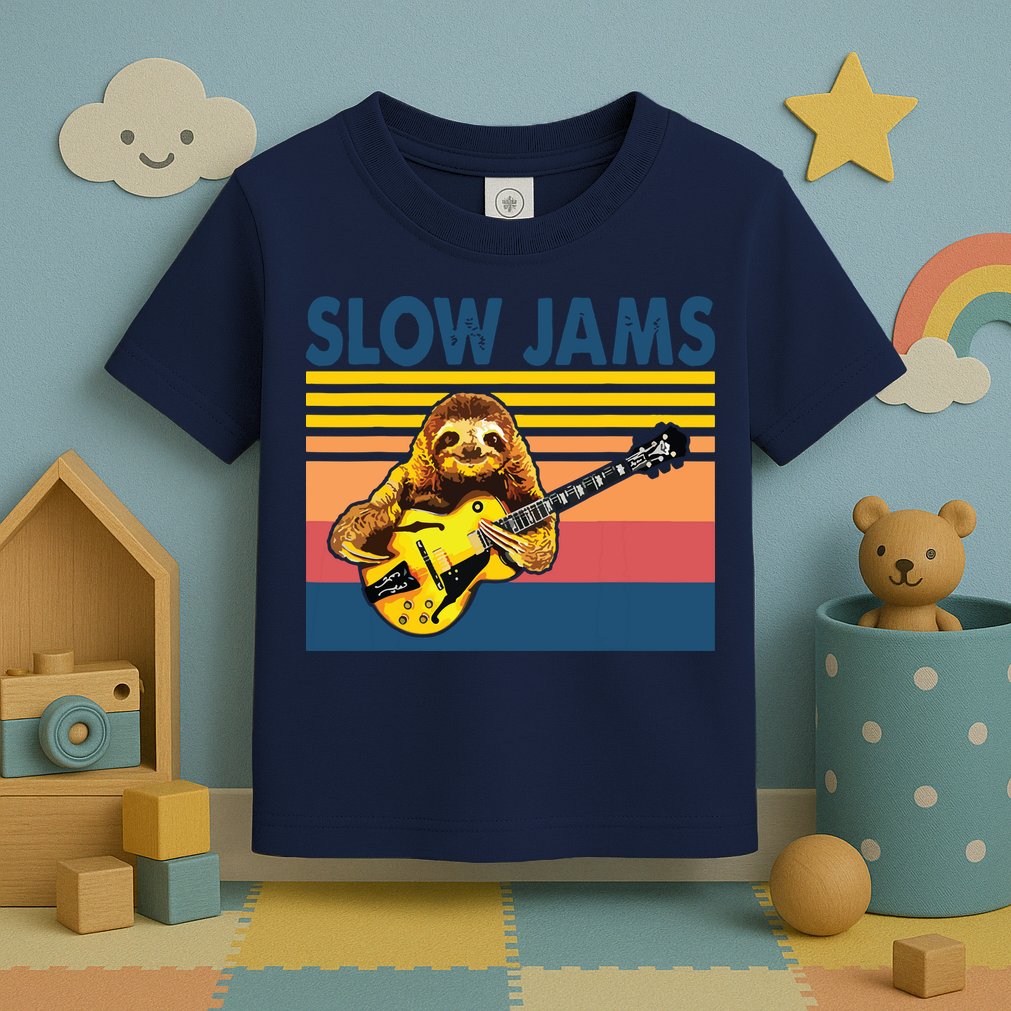 Slow Jams GUITAR Funny Sloth Play Guitar Toddler T-Shirt