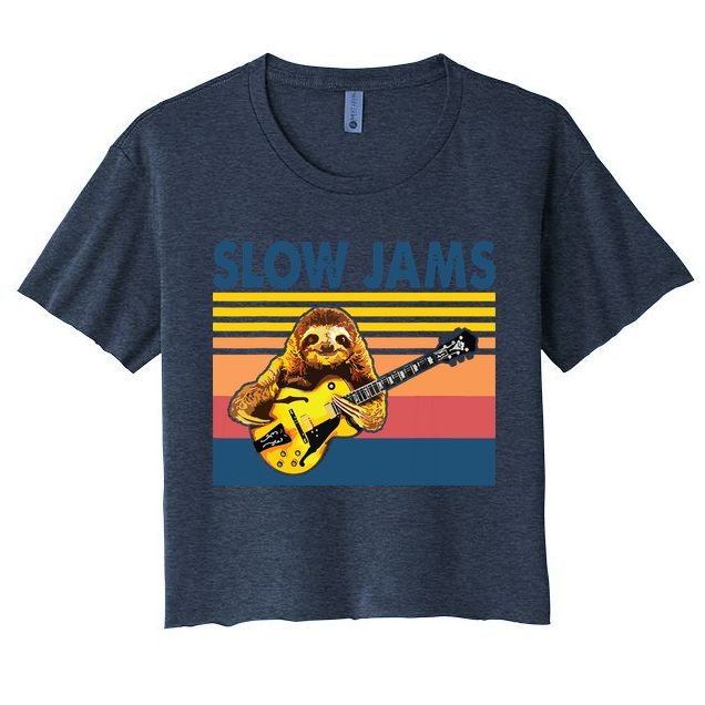 Slow Jams GUITAR Funny Sloth Play Guitar Crop Top
