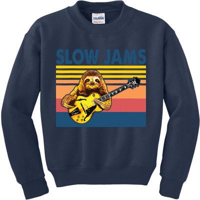 Slow Jams GUITAR Funny Sloth Play Guitar Kids Sweatshirt