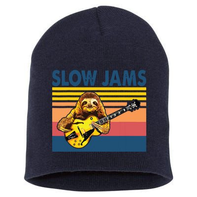 Slow Jams GUITAR Funny Sloth Play Guitar Short Acrylic Beanie