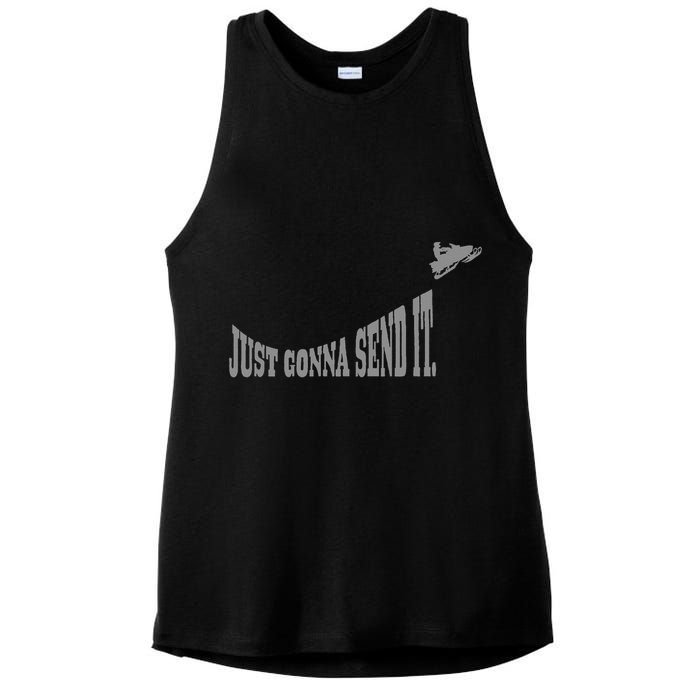 Snowmobile Just Gonna Send It Funny Sled Snowmobiling Gift Ladies PosiCharge Tri-Blend Wicking Tank