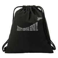 Snowmobile Just Gonna Send It Funny Sled Snowmobiling Gift Drawstring Bag