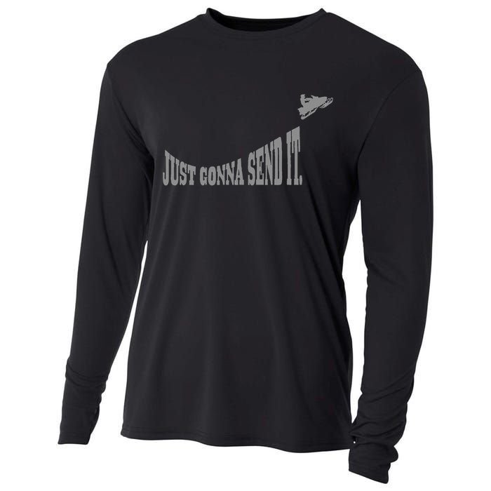 Snowmobile Just Gonna Send It Funny Sled Snowmobiling Gift Cooling Performance Long Sleeve Crew