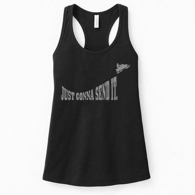 Snowmobile Just Gonna Send It Funny Sled Snowmobiling Gift Womens Tank Top