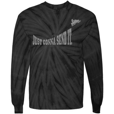 Snowmobile Just Gonna Send It Funny Sled Snowmobiling Gift Tie-Dye Long Sleeve Shirt