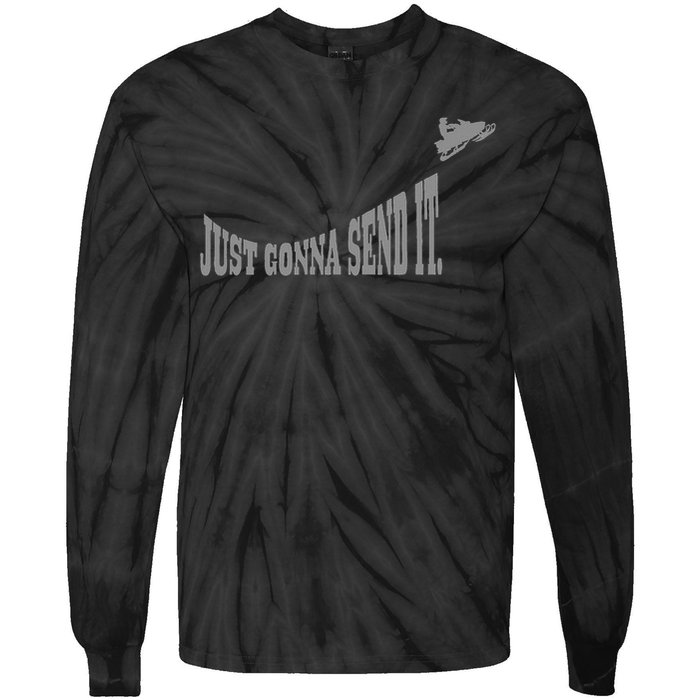 Snowmobile Just Gonna Send It Funny Sled Snowmobiling Gift Tie-Dye Long Sleeve Shirt