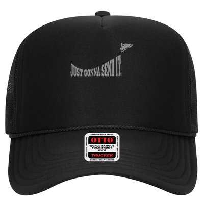 Snowmobile Just Gonna Send It Funny Sled Snowmobiling Gift Trucker Hat