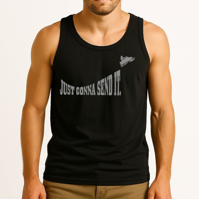 Snowmobile Just Gonna Send It Funny Sled Snowmobiling Gift Tank Top