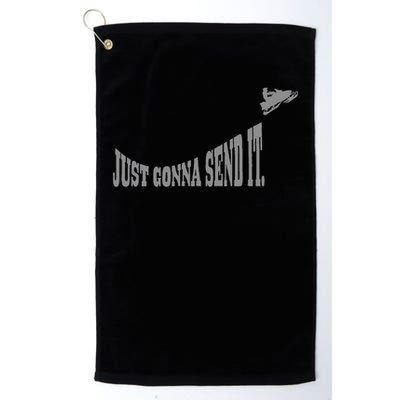 Snowmobile Just Gonna Send It Funny Sled Snowmobiling Gift Golf Towel