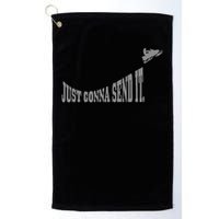 Snowmobile Just Gonna Send It Funny Sled Snowmobiling Gift Golf Towel