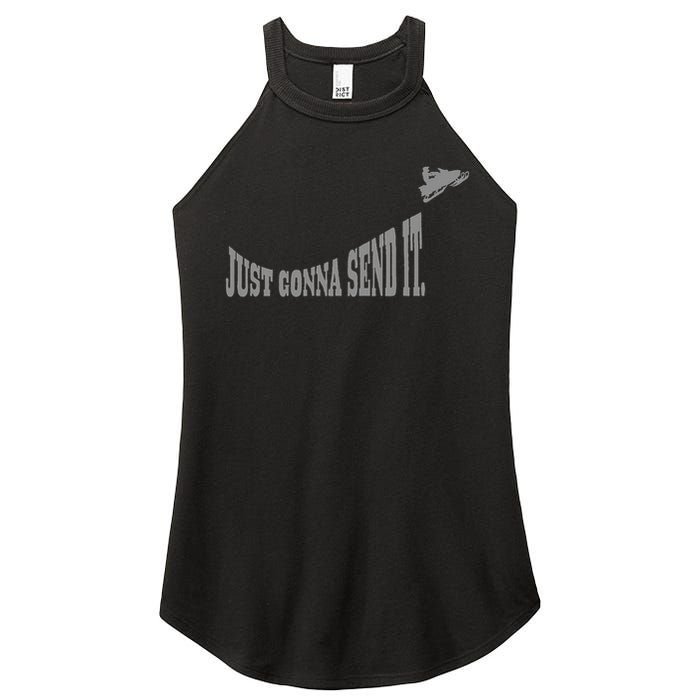 Snowmobile Just Gonna Send It Funny Sled Snowmobiling Gift Women's Perfect Tri Rocker Tank