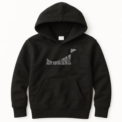 Snowmobile Just Gonna Send It Funny Sled Snowmobiling Gift Kids Hoodie