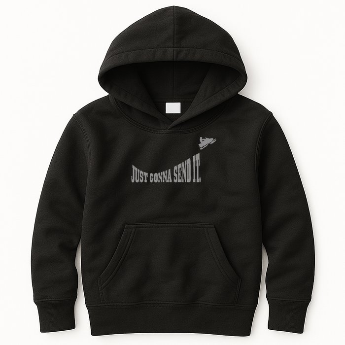 Snowmobile Just Gonna Send It Funny Sled Snowmobiling Gift Kids Hoodie