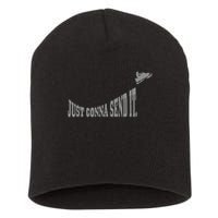Snowmobile Just Gonna Send It Funny Sled Snowmobiling Gift Short Acrylic Beanie