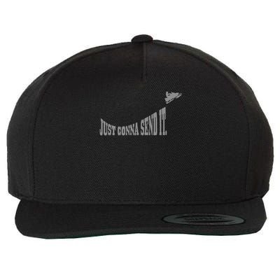 Snowmobile Just Gonna Send It Funny Sled Snowmobiling Gift Wool Snapback Cap