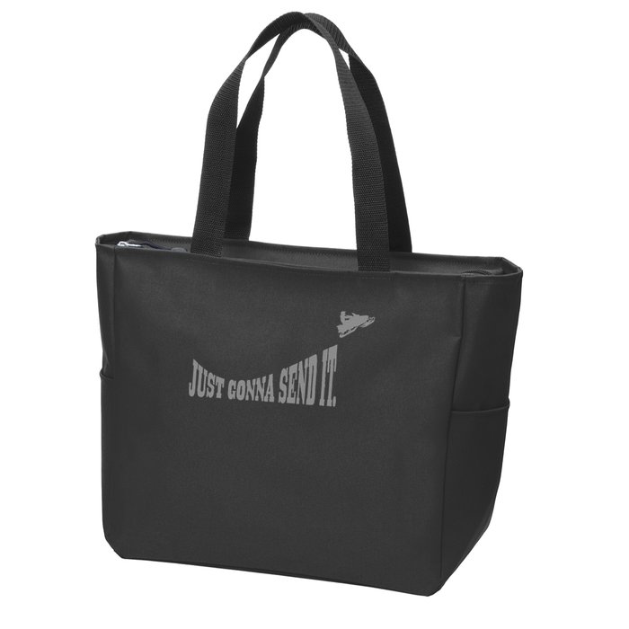 Snowmobile Just Gonna Send It Funny Sled Snowmobiling Gift Zip Tote Bag
