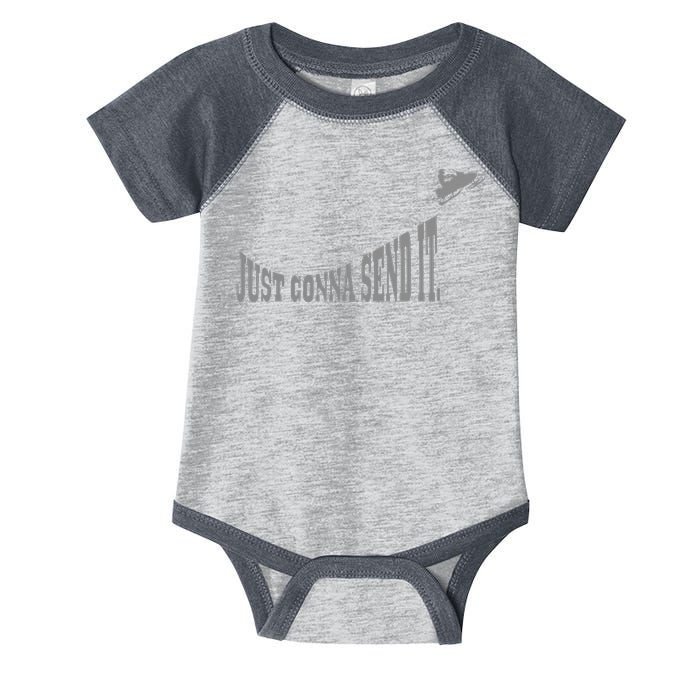 Snowmobile Just Gonna Send It Funny Sled Snowmobiling Gift Infant Baby Jersey Bodysuit