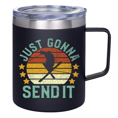 Skiing Just Gonna Send It Funny Vintage Ski Gift For Skier Gift 12oz Stainless Steel Coffee Mug