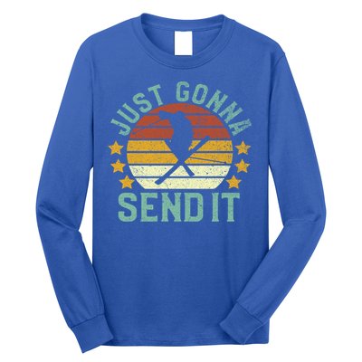 Skiing Just Gonna Send It Funny Vintage Ski Gift For Skier Gift Long Sleeve Shirt