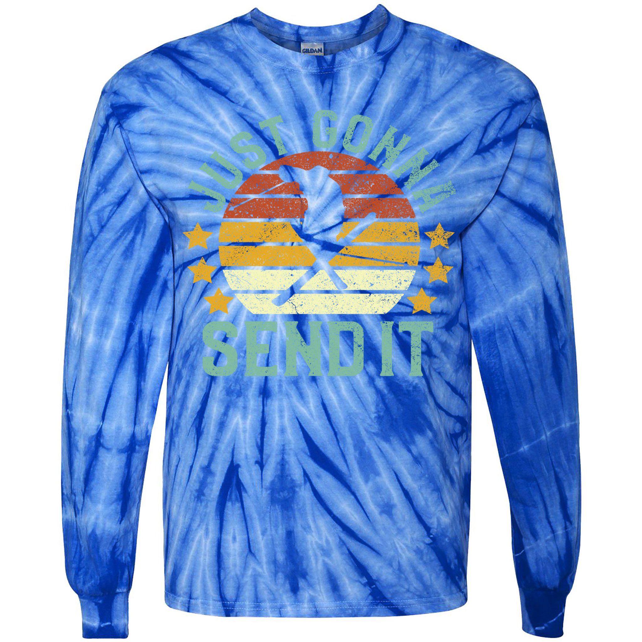 Skiing Just Gonna Send It Funny Vintage Ski Gift For Skier Gift Tie-Dye Long Sleeve Shirt