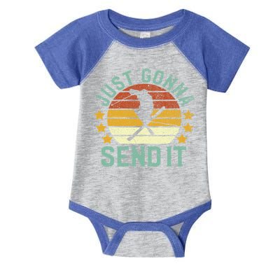 Skiing Just Gonna Send It Funny Vintage Ski Gift For Skier Gift Infant Baby Jersey Bodysuit