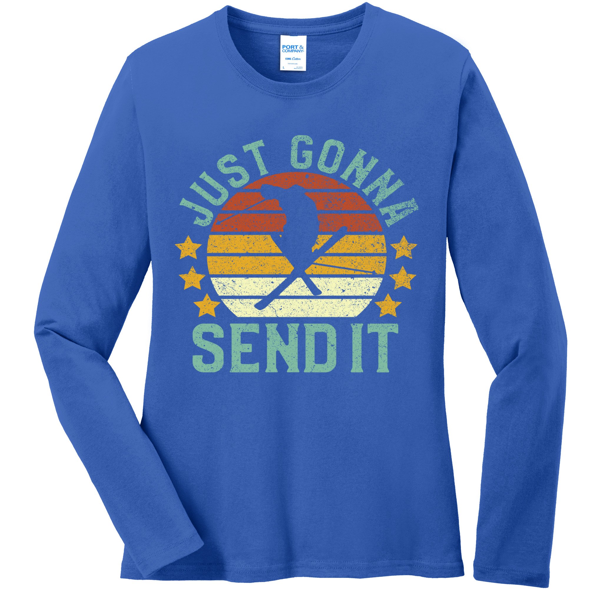 Skiing Just Gonna Send It Funny Vintage Ski Gift For Skier Gift Ladies Long Sleeve Shirt